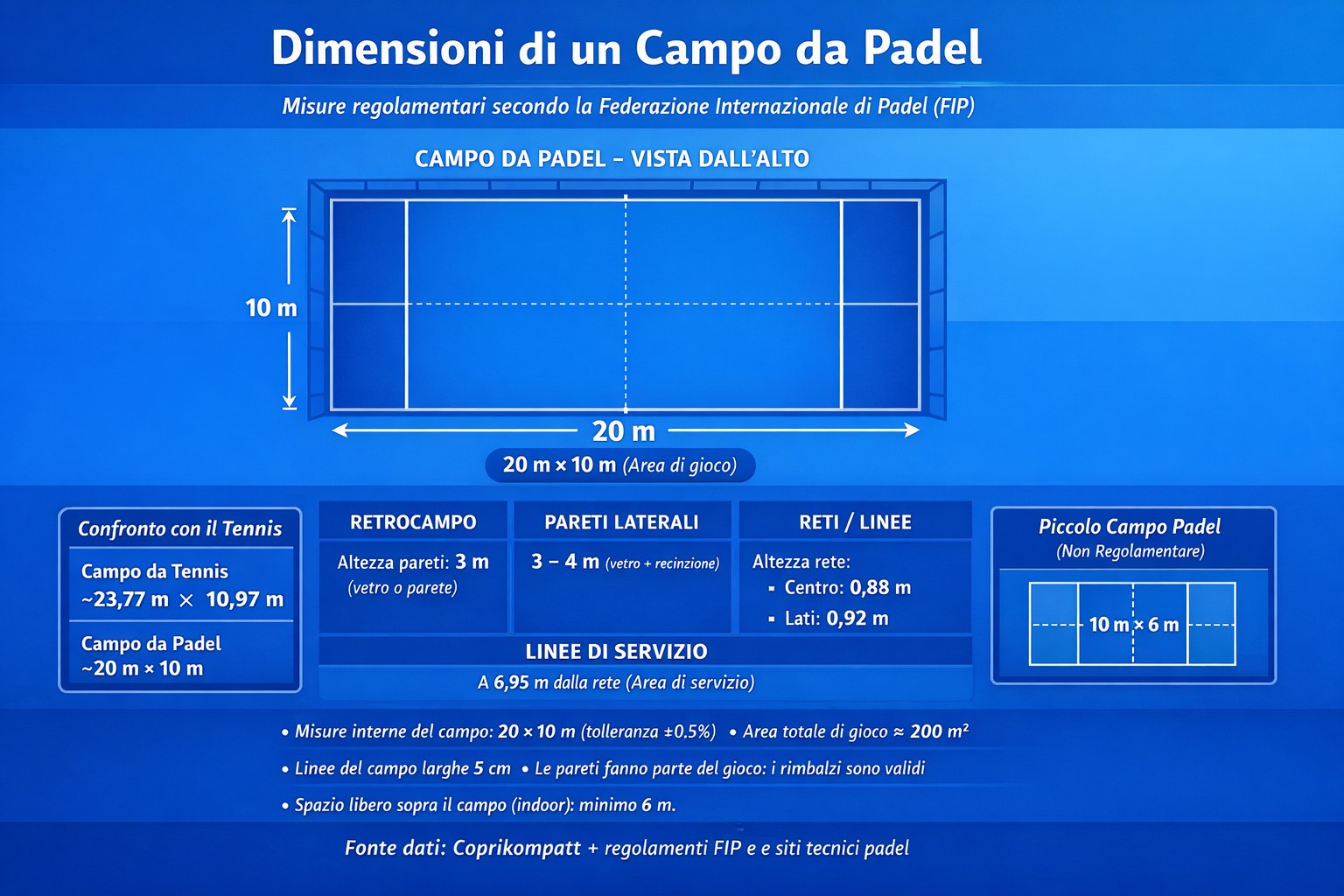 Dimensione campi padel